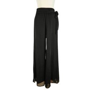 Women’s Wide Leg Palazzo Pants Chiffon Hem Tie Waist Size Small